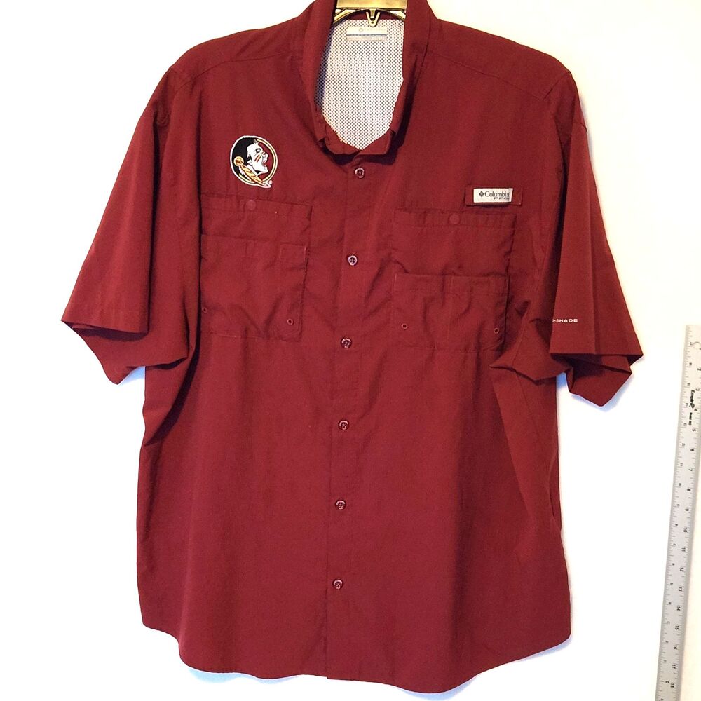 Columbia PFG Omni Shade Men's XXL Florida State Seminoles Fishing Shirt Vented